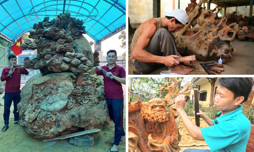 nghệ nhân Tự điêu khắc ở Quà Lưu Niệm ở Làng mộc Kim Bồng (Kim Bong Carpentry Village, Hoi An)