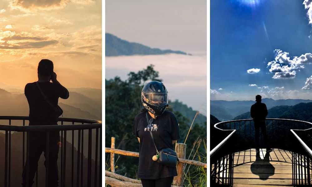 Ảnh du khách săn mây trên Đỉnh Quế (Photo of tourists hunting clouds on Cinnamon Peak)