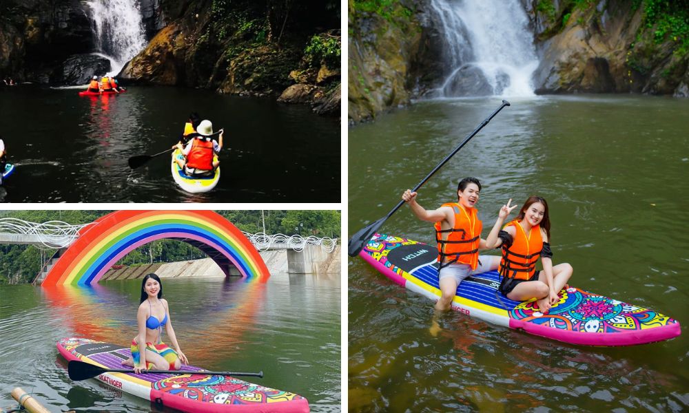 Chèo SUP ở khu du lịch sinh thái Cổng Trời Đông Giang (SUP at Dong Giang Heaven Gate eco-tourism area)