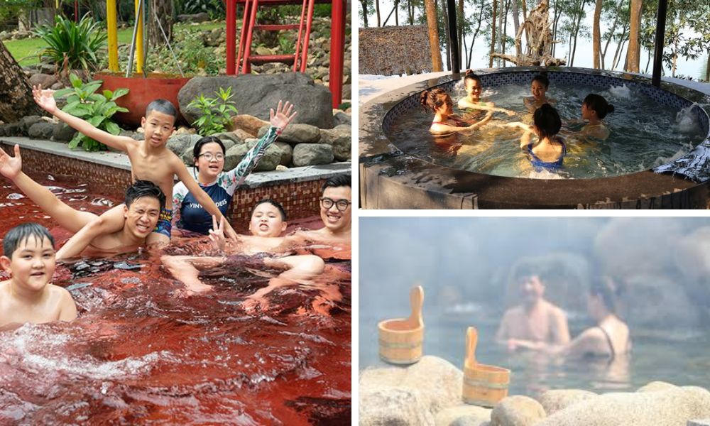 Tắm khoáng nóng ở hồ Phú Ninh (Hot mineral bath at Phu Ninh lake)